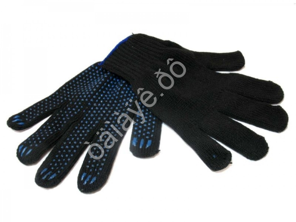 Перчатки х/б с ПВХ 7,5кл. 6-нитка чёрные /10/300 Перчатки х/б с ПВХ 7,5кл. 6-нитка чёрные /10/300