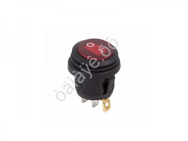Переключатель круглый 250V 6А (3с) ON-OFF красный с подсветкой ВЛАГОЗАЩИТА REXANT