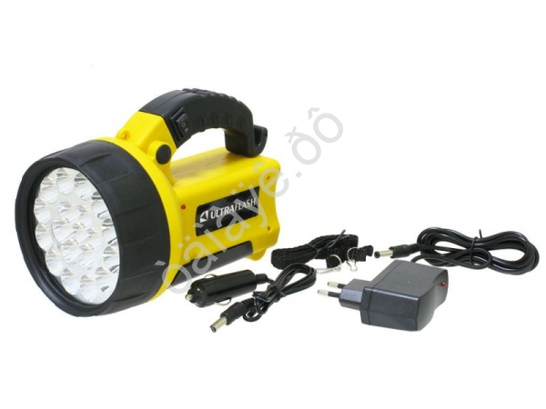 Фонарь аккум 220В/12В, желтый, 19 LED, 4В 2Ач Ultraflash UF3712LED