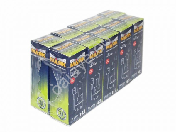Лампа МАЯК H3 12V100W Pk22s (мин.уп.10шт) 10/800 Лампа МАЯК H3 12V100W Pk22s (мин.уп.10шт) 10/800