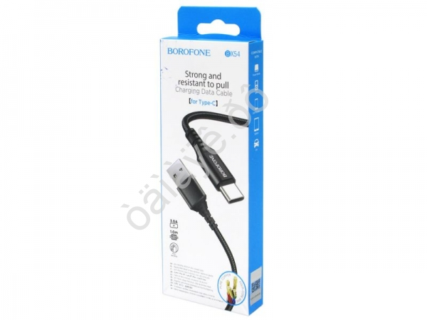 Дата-кабель универ. USB--Type-C 1 м, 3А, черный BOROFONE BX54 Borofone