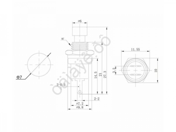 Кнопка 220v 2A (2c) (ON)-OFF Ø7,2 металл черная Micro/10