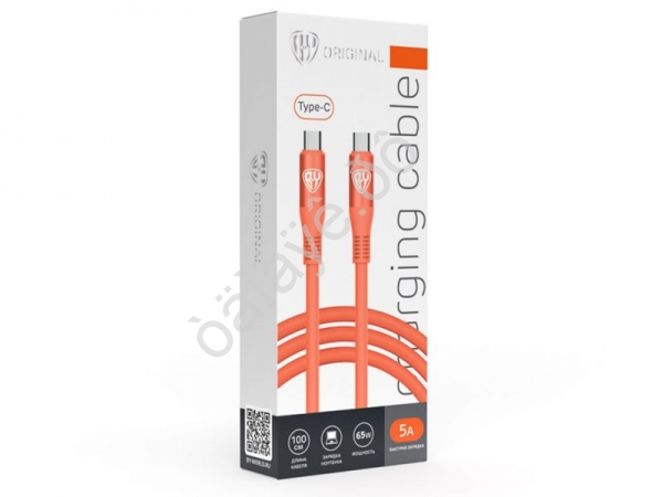 Дата-кабель универ. Flexi Type-C-Type-C, 1 м, 5А, Быстрая зарядка, PD 65W, оранжевый BY Дата-кабель универ. Flexi Type-C-Type-C, 1 м, 5А, Быстрая зарядка, PD 65W, оранжевый BY