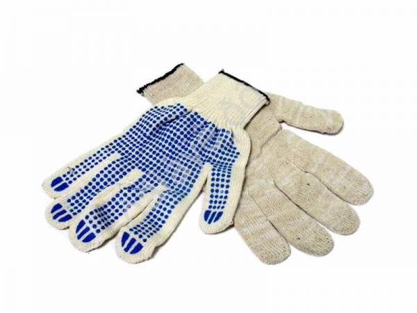 Перчатки х/б с ПВХ 10кл. 6-нитка белая /10/300 Перчатки х/б с ПВХ 10кл. 6-нитка белая /10/300