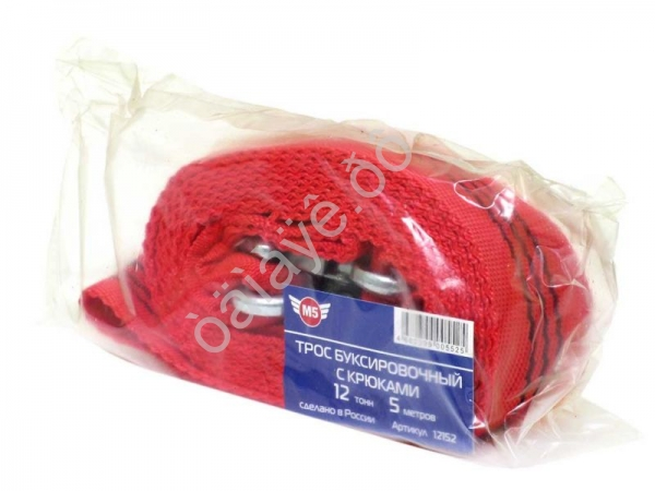 Трос буксировочный лента М5 12т, 5м, шириной 80мм с крюками /1/12 Трос буксировочный лента М5 12т, 5м, шириной 80мм с крюками /1/12