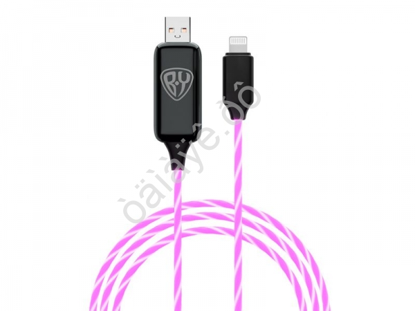 Дата-кабель универ. Lightning, 1м, 2.4А, Быстрая зарядка, LED подсветка розовая, Заря BY