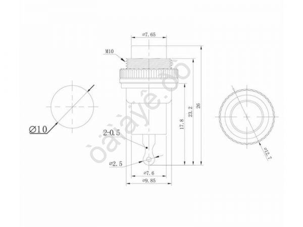 Кнопка 220v 2A (2c) (ON)-OFF Ø10,2 металл черная Mini/10
