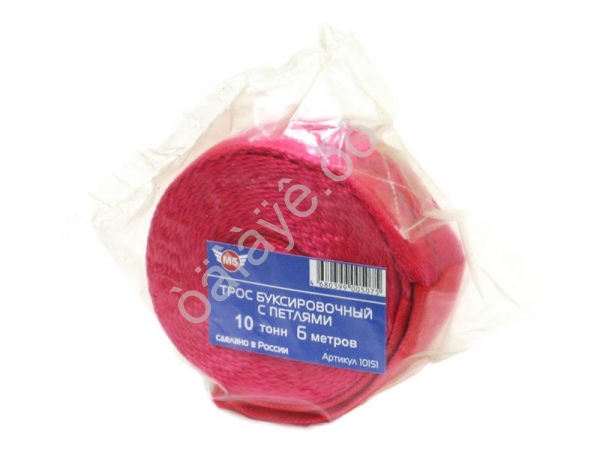 Трос буксировочный лента М5 10т, 6м, шириной 50мм с петлями /1/16 Трос буксировочный лента М5 10т, 6м, шириной 50мм с петлями /1/16