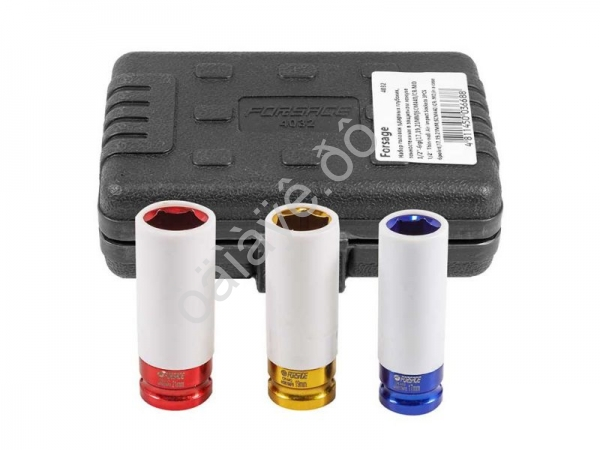 Головки ударные тонкостенные, набор 3пр., 1/2" (6гр.) Forsage