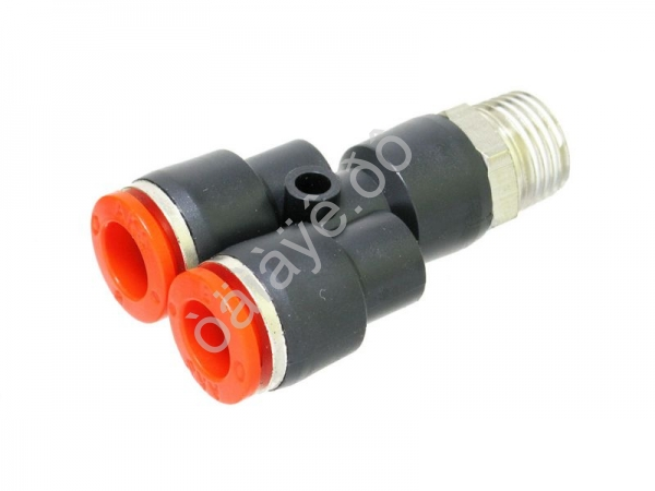 Фитинг пластик PU тройник-разветвитель 1/4 х 8mm наруж. резьба