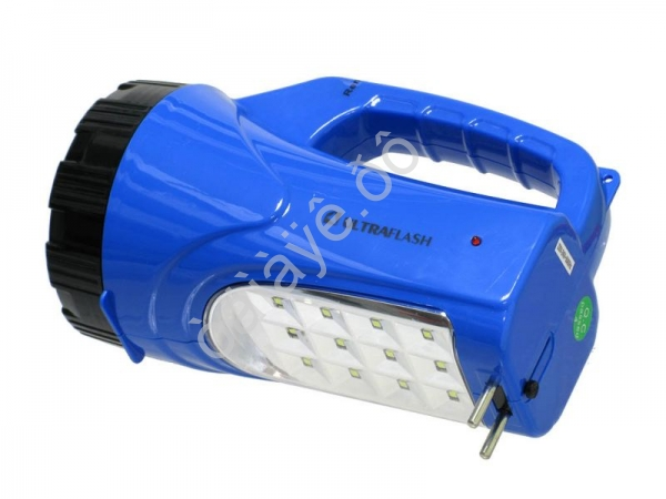 Фонарь аккум 220В, синий, 3W LED+12SMD LED 2 режима, SLA Ultraflash LED3818SM