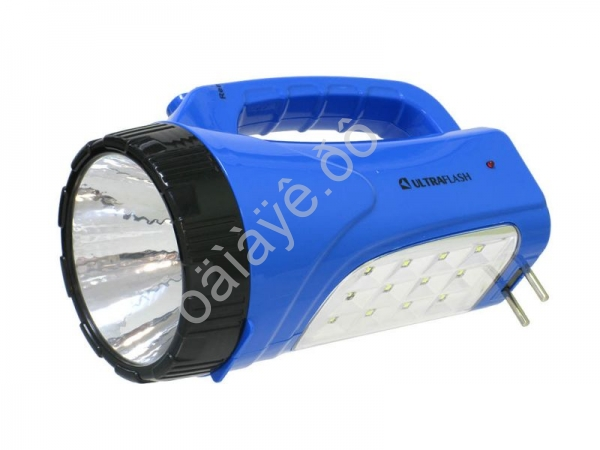 Фонарь аккум 220В, синий, 3W LED+12SMD LED 2 режима, SLA Ultraflash LED3818SM