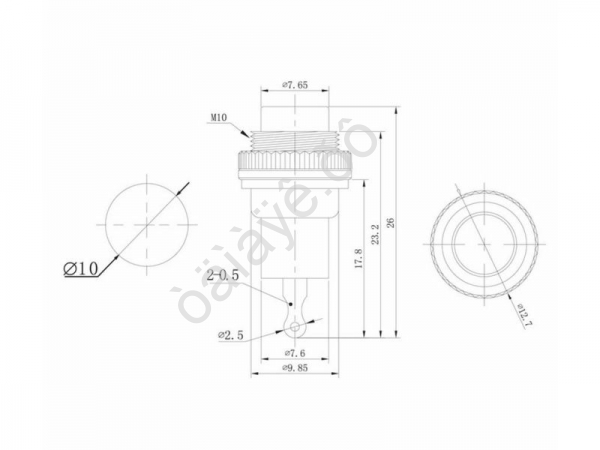 Кнопка 220v 2A (2c) (ON)-OFF Ø10,2 металл красная Mini/10