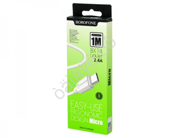 Дата-кабель универ. MicroUSB, 1м, 2,4А, Borofone белый BX14