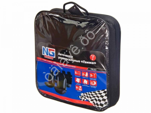 Чехлы на сиденья "NEW GALAXY" , 9пр. полиэстр, Гамма, черный/серый /1/2