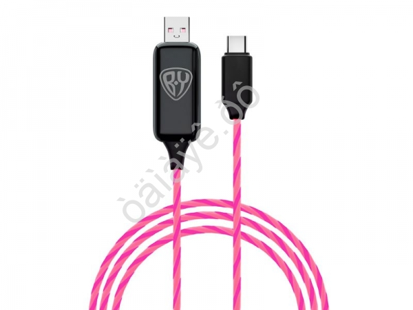 Дата-кабель универ. USB--Type-C, 1м, 2.4А, Быстрая зарядка, LED подсветка оранжевая, Заря BY