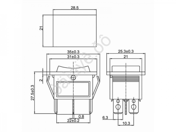 Переключатель клавишный 250V 15А (6с) ON-OFF-ON зеленый с подсветкой и нейтралью (RWB-509, SC-767) REXANT