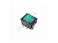 Переключатель клавишный 250V 15А (6с) ON-OFF-ON зеленый с подсветкой и нейтралью (RWB-509, SC-767) REXANT