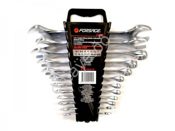 Набор ключей комбинированных и рожковых,12пр.(6х7,8х9,10,11,12,13,14,17,19,22,24х27,30х32мм),в пласт Forsage