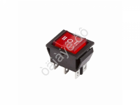 Переключатель клавишный 250V 15А (6с) ON-OFF-ON красный с подсветкой и нейтралью (RWB-509, SC-767) REXANT