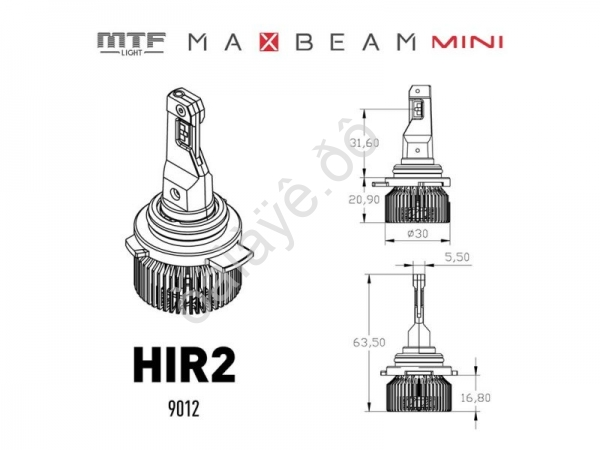 Светодиодные лампы MTF Light, серия MaxBeam Mini, HIR2(9012), 12V, 45W, 4500lm, 6000K, кулер, к-кт.