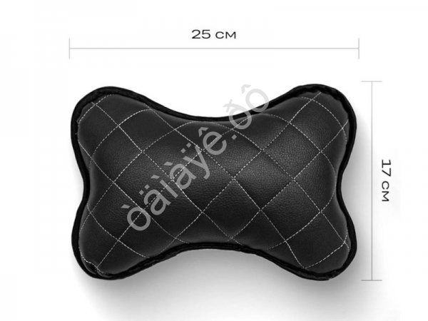 Подушка в авто из эко-кожи, цвет черный/белый (2шт)