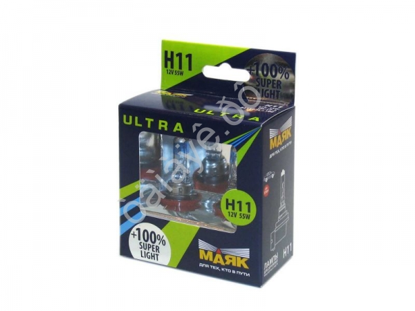 Лампа МАЯК ULTRA H11 12-55 PGJ19-2 SUPER LIGHT +100% Лампа МАЯК ULTRA H11 12-55 PGJ19-2 SUPER LIGHT +100%