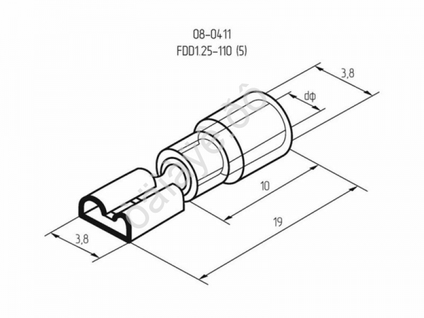 Клемма с изол. 3.8 (М) REXANT (100шт) VF1.25-110 Клемма с изол. 3.8 (М) REXANT (100шт) VF1.25-110