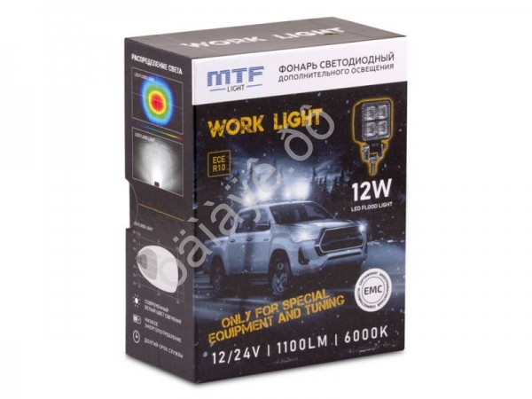 Фонарь светодиодный MTF Light дополнительного освещения 12/24V, 12W, 1100lm, ECE R10, квадратный, шт