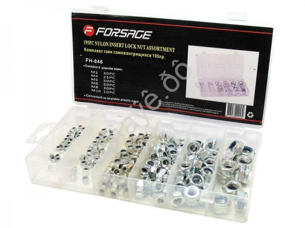 Гайки самоконтрящиеся, (М3, М4, М5, М6, М8, М10) 195пр. Forsage Гайки самоконтрящиеся, (М3, М4, М5, М6, М8, М10) 195пр. Forsage