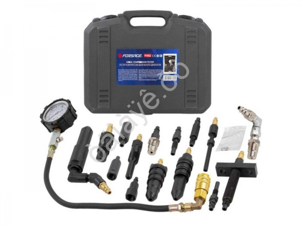 Тестер компрессии дизельного двигателя, манометр в комплекте с переходниками, набор 13шт Forsage