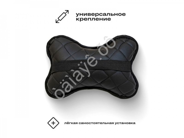 Подушка в авто из эко-кожи, цвет черный/черный /2