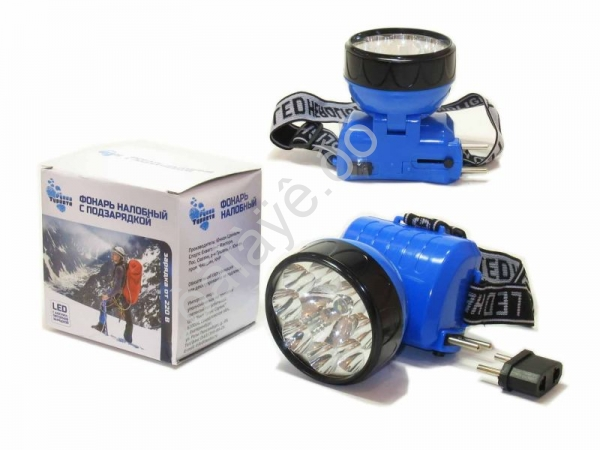 Фонарик налобный 8+1LED, аккум. 220В 1/100 Фонарик налобный 8+1LED, аккум. 220В 1/100