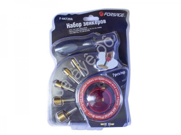 Набор зенкеров с держателем,7пр. (6,10,13,16,19мм),в блистере Forsage Набор зенкеров с держателем,7пр. (6,10,13,16,19мм),в блистере Forsage