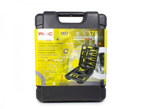 Набор инструментов с аккумуляторным шуруповертом 57пр(16V, 1.3Ah) WMC TOOLS
