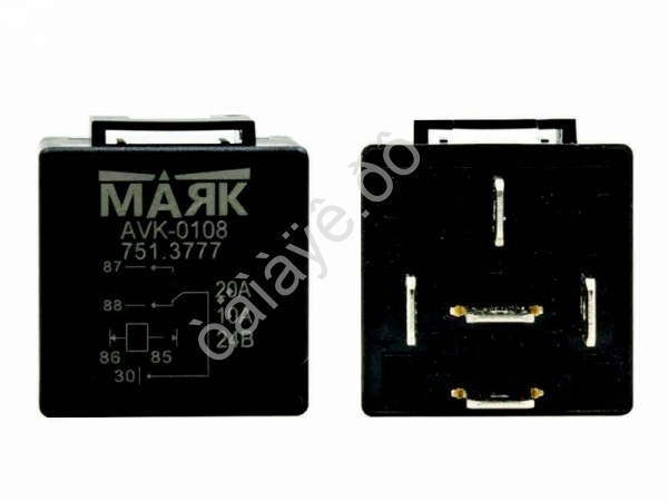 Реле 5-ти контактное для а/м МАЗ,КАМАЗ,Автобусы,трактора с кронштейном, 24В, 20/10А. Маяк AVK-0108