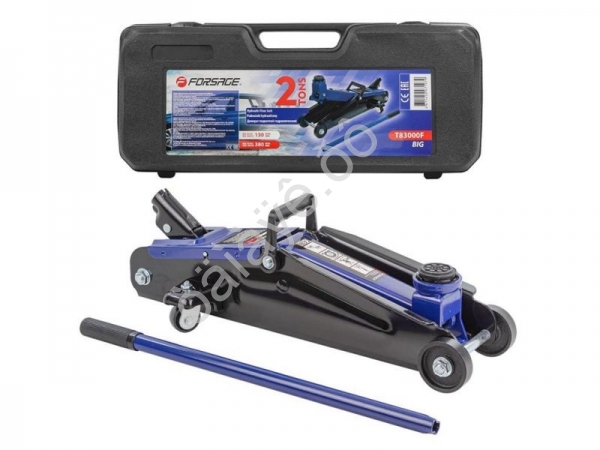 Домкрат подкатной гидравлический 2т (h min 130мм, h max 380мм) в кейсе Forsage