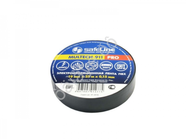 Изолента 19мм*20м  "SafeLine" чёрная /10/200