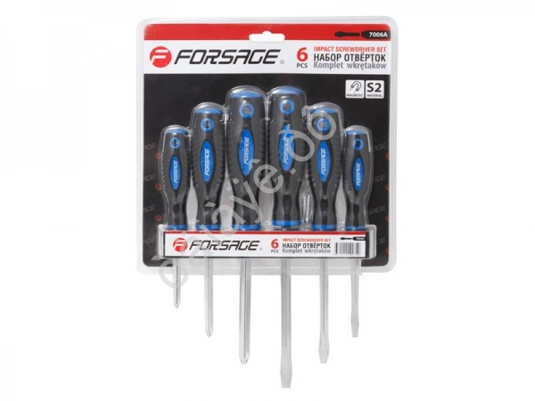 Набор отверток магнитных "Profi" 6пр.(SL:5.5х100,6.5х125,8.0х150мм; PH:1х75,2х100,3х125мм)в блистере Forsage