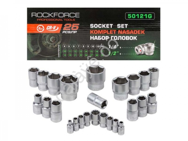 Набор головок1/4 и 1/2" 25пр.(6гр.) RockFORCE