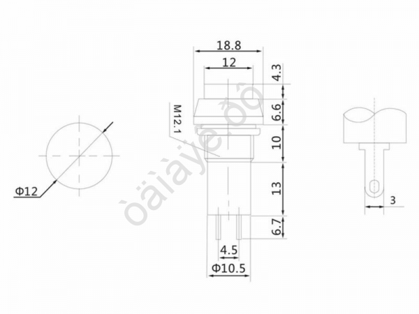 Кнопка 250V 1 А (2с) OFF-(ON) Б/Фикс синяя (PBS-11В) REXANT