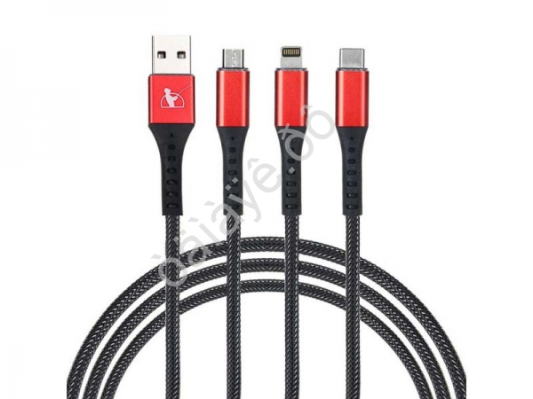 Дата-кабель универ. 3в1, Lightning, MicroUSB, Type-C, 1.5м 2А FORZA