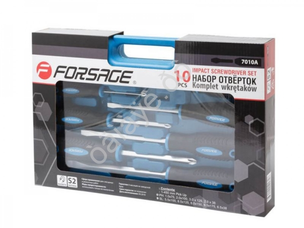 Набор отверток магнитных "Profi",10пр.(SL:5.5х100,6.5х125,8.0х150,9.5х175,6.5х38мм /1/5 Forsage