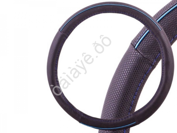 Оплетка руля экокожа M "SKYWAY" Combo-8 Черно/Синяя /1/25