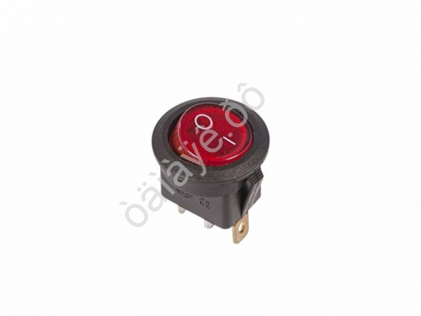 Выключатель клавишный круглый 250V 6А (3с) ON-OFF красный  с подсветкой  (RWB-214, SC-214, MIRS-101-8)  REXANT