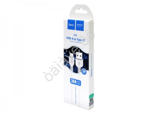 Дата-кабель универ. USB--Type-C 3м, 2А, белый HOCO X20 (30шт в уп) Hoco