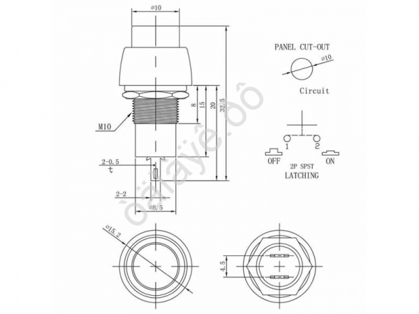 Выключатель-кнопка 250V 2А (2с) ON-OFF синяя Micro (PBS-20А) REXANT