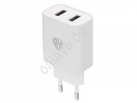 СЗУ 220В, BY Double 10Вт, 2xUSB, 2А, 5В,110-240В, 50-60Гц, пластик белый