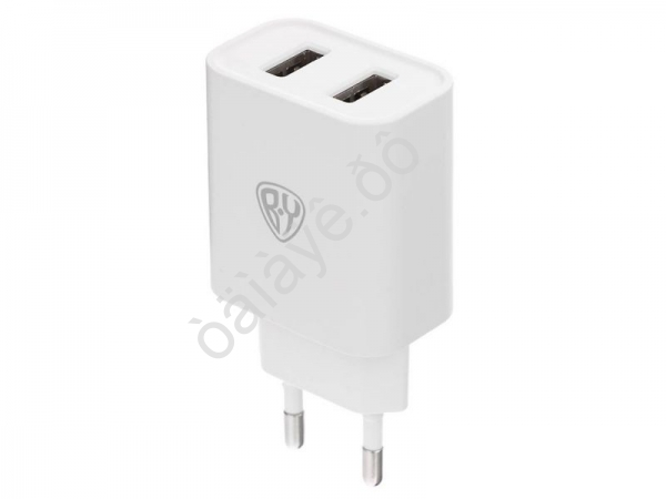 СЗУ 220В, BY Double 10Вт, 2xUSB, 2А, 5В,110-240В, 50-60Гц, пластик белый СЗУ 220В, BY Double 10Вт, 2xUSB, 2А, 5В,110-240В, 50-60Гц, пластик белый