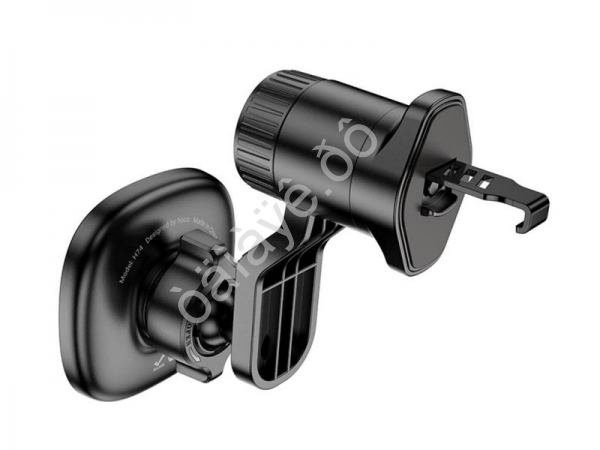 Держатель телефона на дефлектор поворотный, магнитный, черный/металлический серый HOCO H74 Hoco